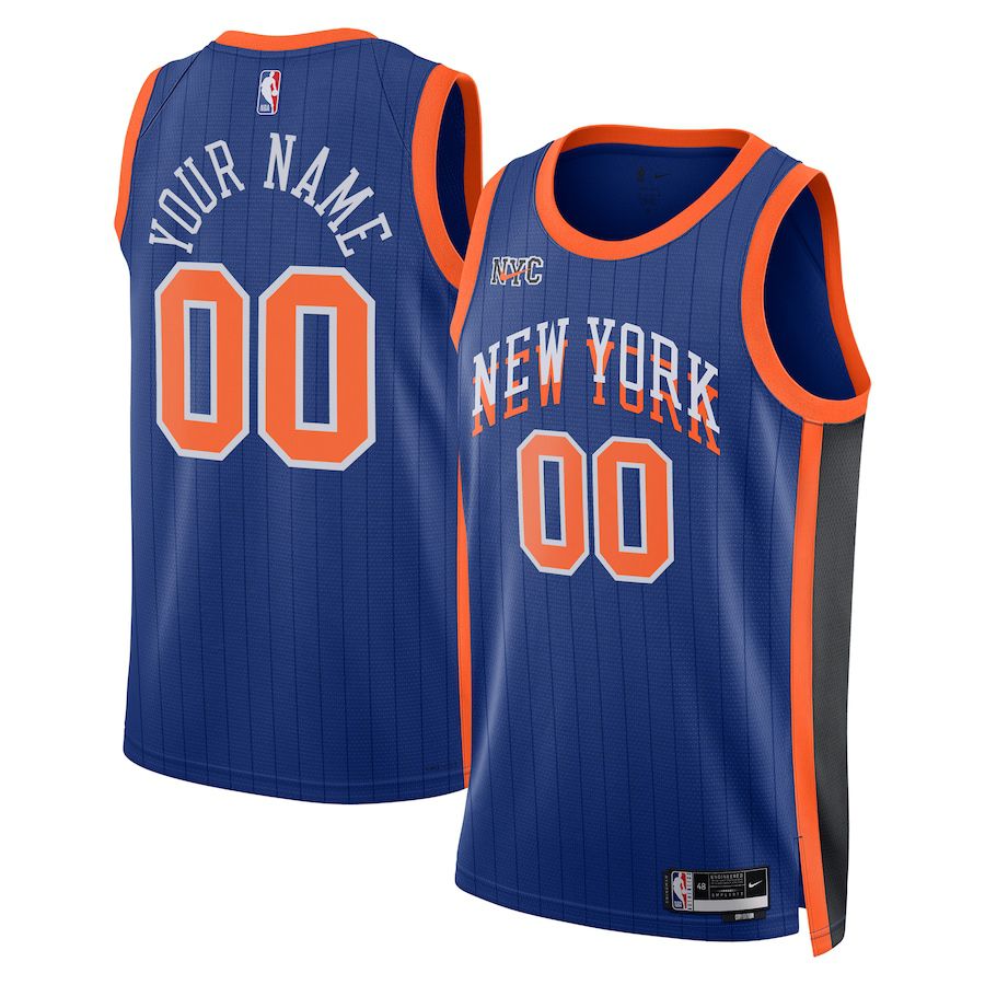 Men New York Knicks Nike Blue City Edition 2023-24 Custom Swingman NBA Jersey->customized nba jersey->Custom Jersey